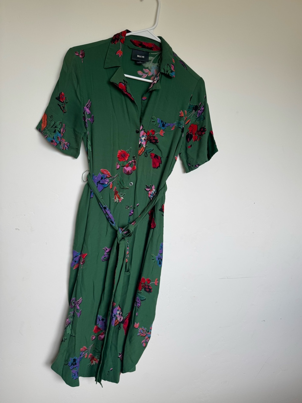Maeve Floral Shirt Dress, Green